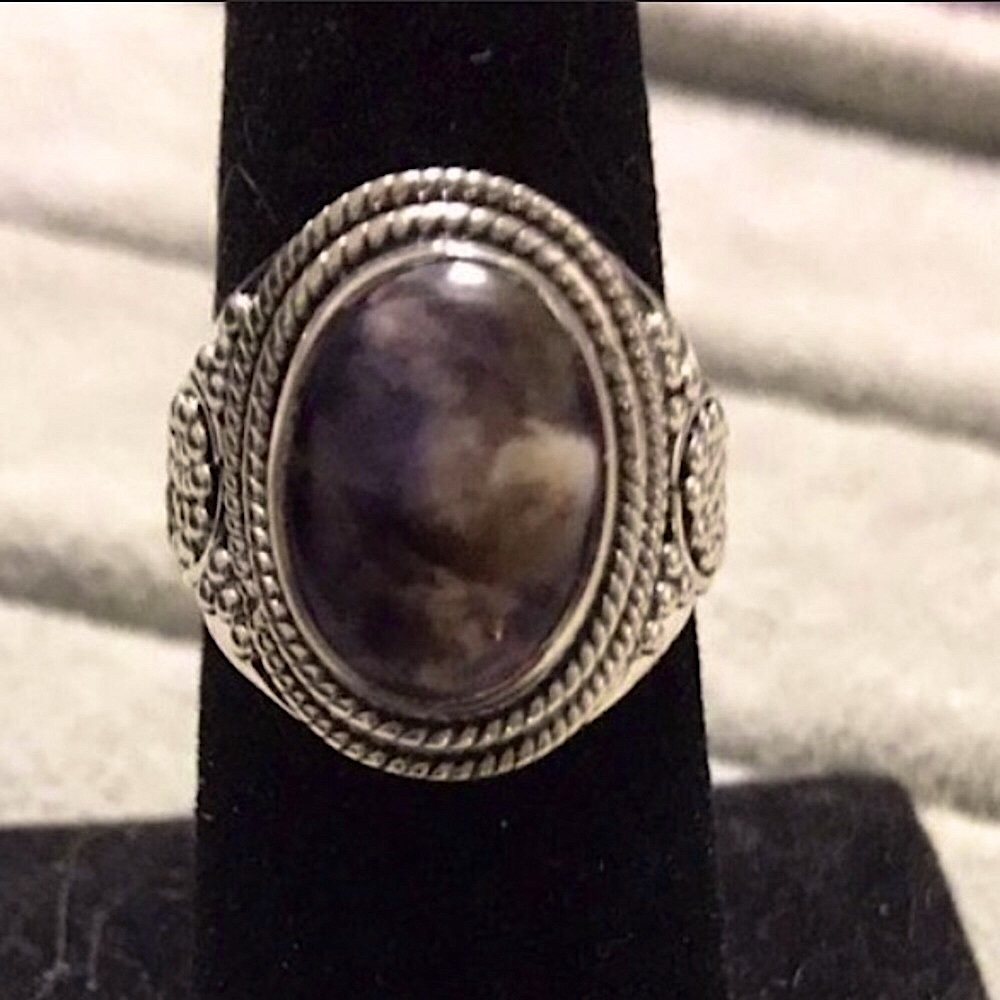 New Sterling Silver Purple Utah Tiffany Stone Ring Size 7 Crystal Gemstone